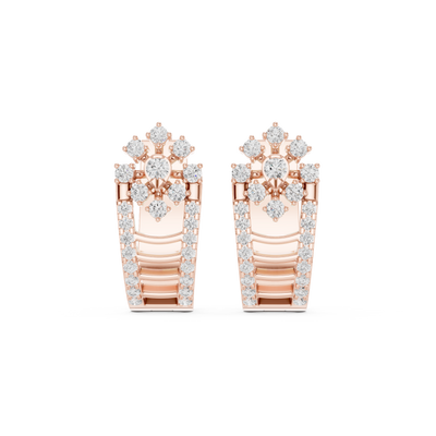Diamond floral geometric earrings in gold by Signora Jewels
