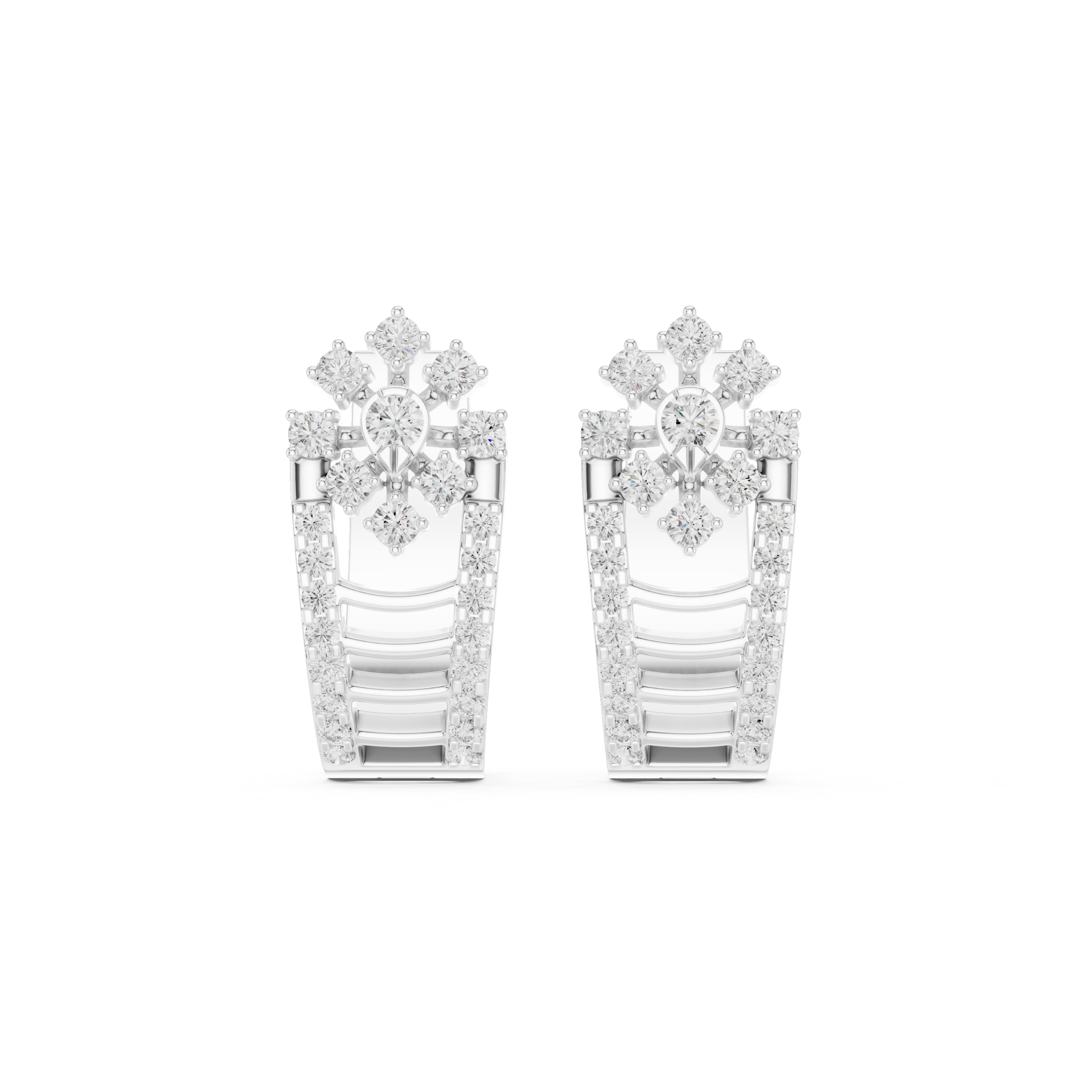 Diamond floral geometric earrings in gold by Signora Jewels