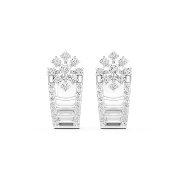 Diamond floral geometric earrings in gold by Signora Jewels