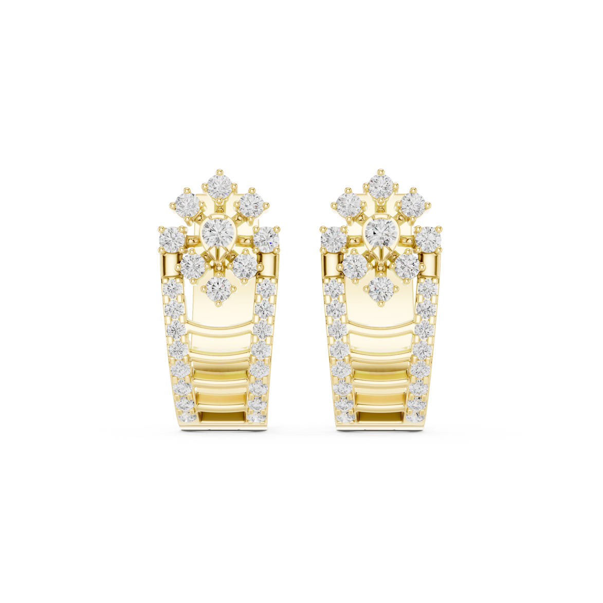 Diamond floral geometric earrings in gold by Signora Jewels