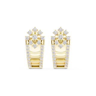Front face of the yellow gold Royal Fleur hoop earrings
