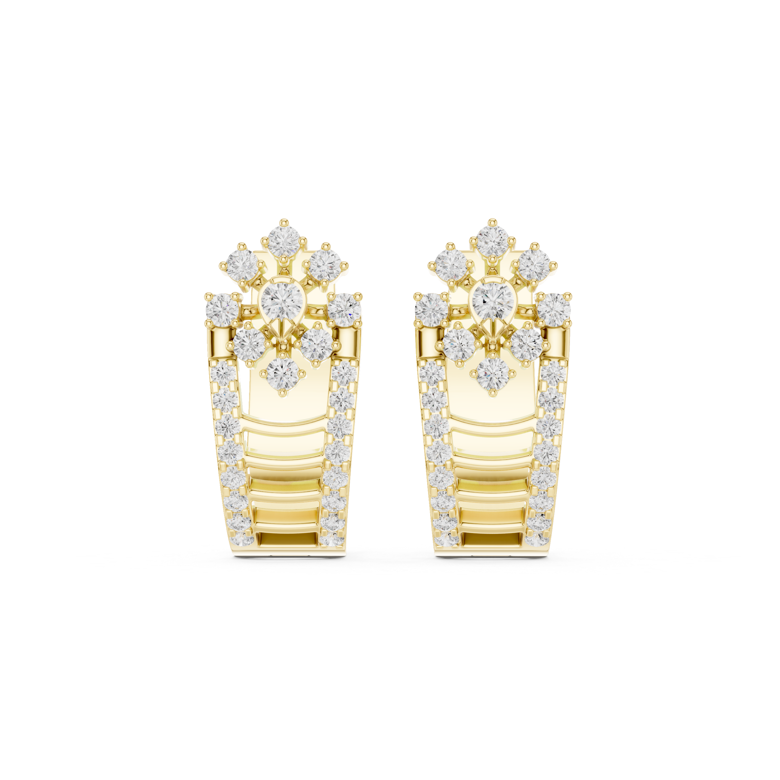 Diamond floral geometric earrings in gold by Signora Jewels