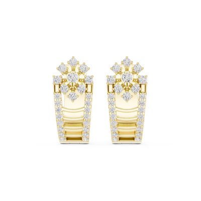 Front face of the yellow gold Royal Fleur hoop earrings