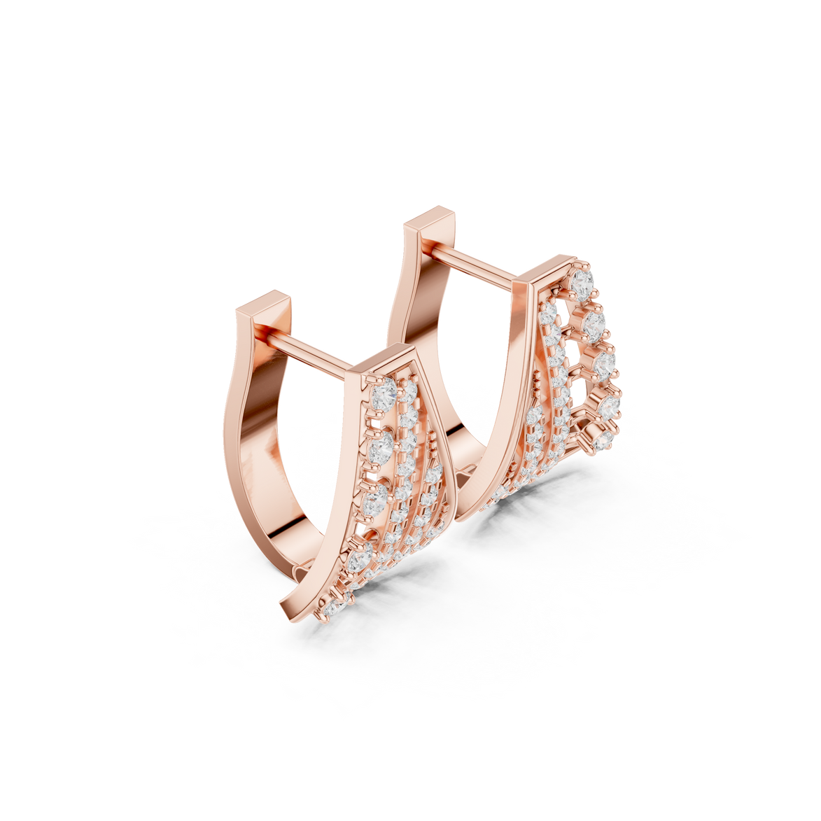 Diamond geometric statement earrings in gold by Signora Jewels