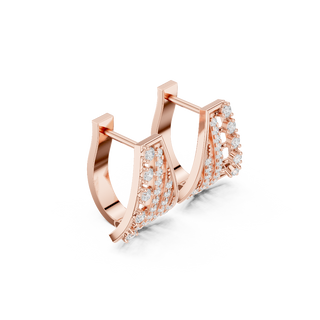 Side profile of the rose gold Nova Cascade geometric hoops