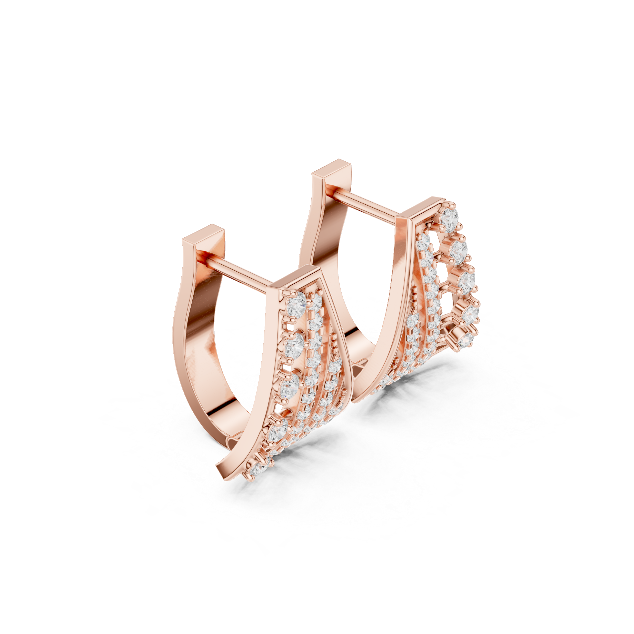 Diamond geometric statement earrings in gold by Signora Jewels