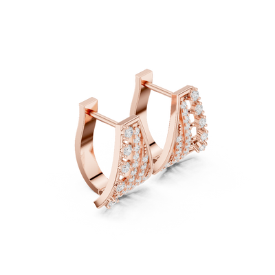Side profile of the rose gold Nova Cascade geometric hoops