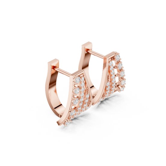 Side profile of the rose gold Nova Cascade geometric hoops