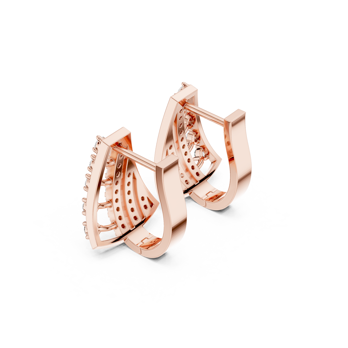 Diamond geometric statement earrings in gold by Signora Jewels