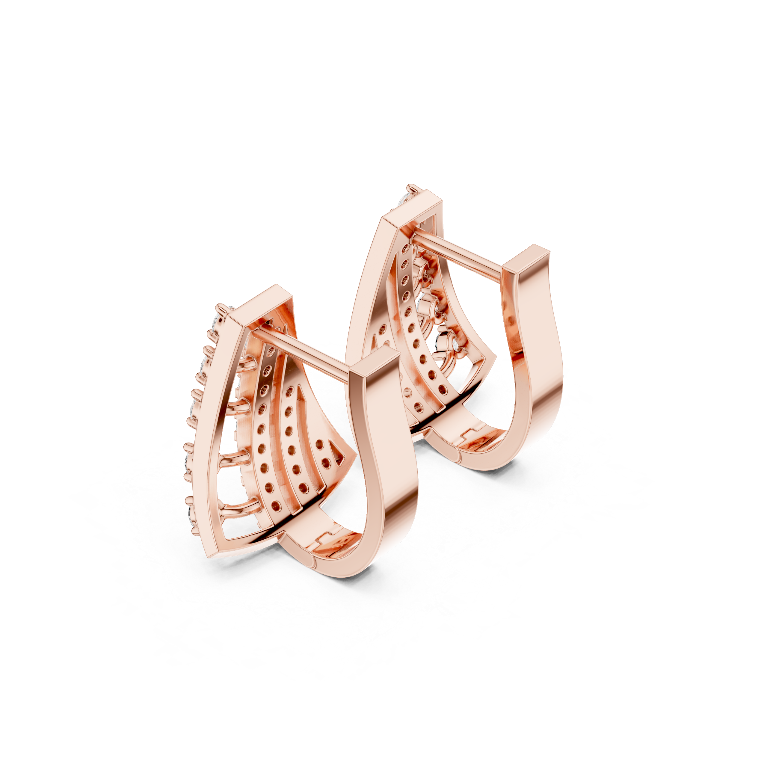 Diamond geometric statement earrings in gold by Signora Jewels