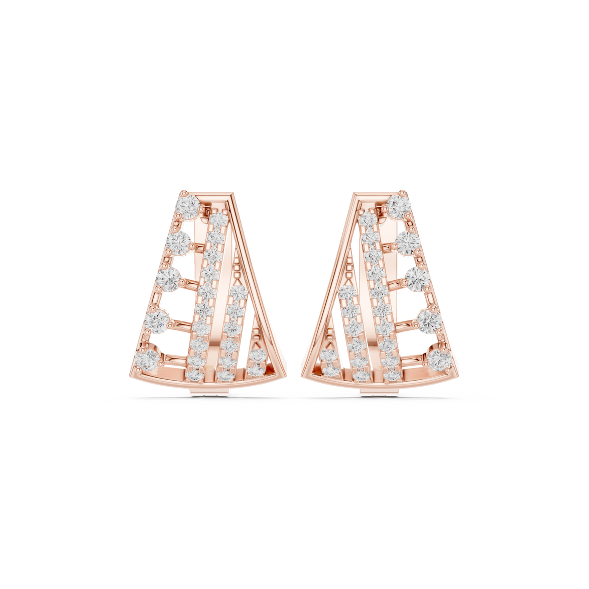Diamond geometric statement earrings in gold by Signora Jewels