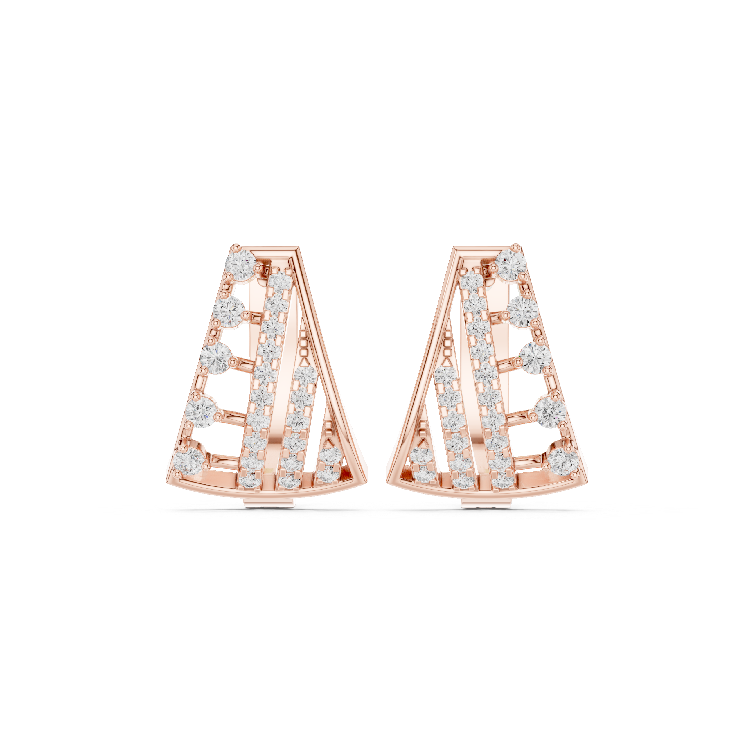Diamond geometric statement earrings in gold by Signora Jewels