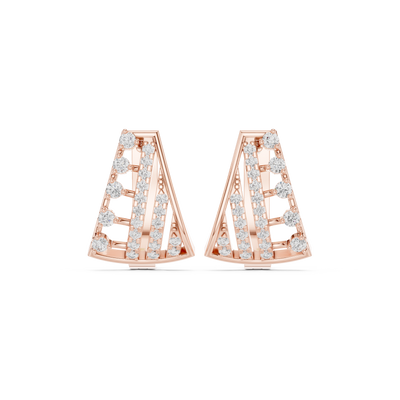 Diamond geometric statement earrings in gold by Signora Jewels