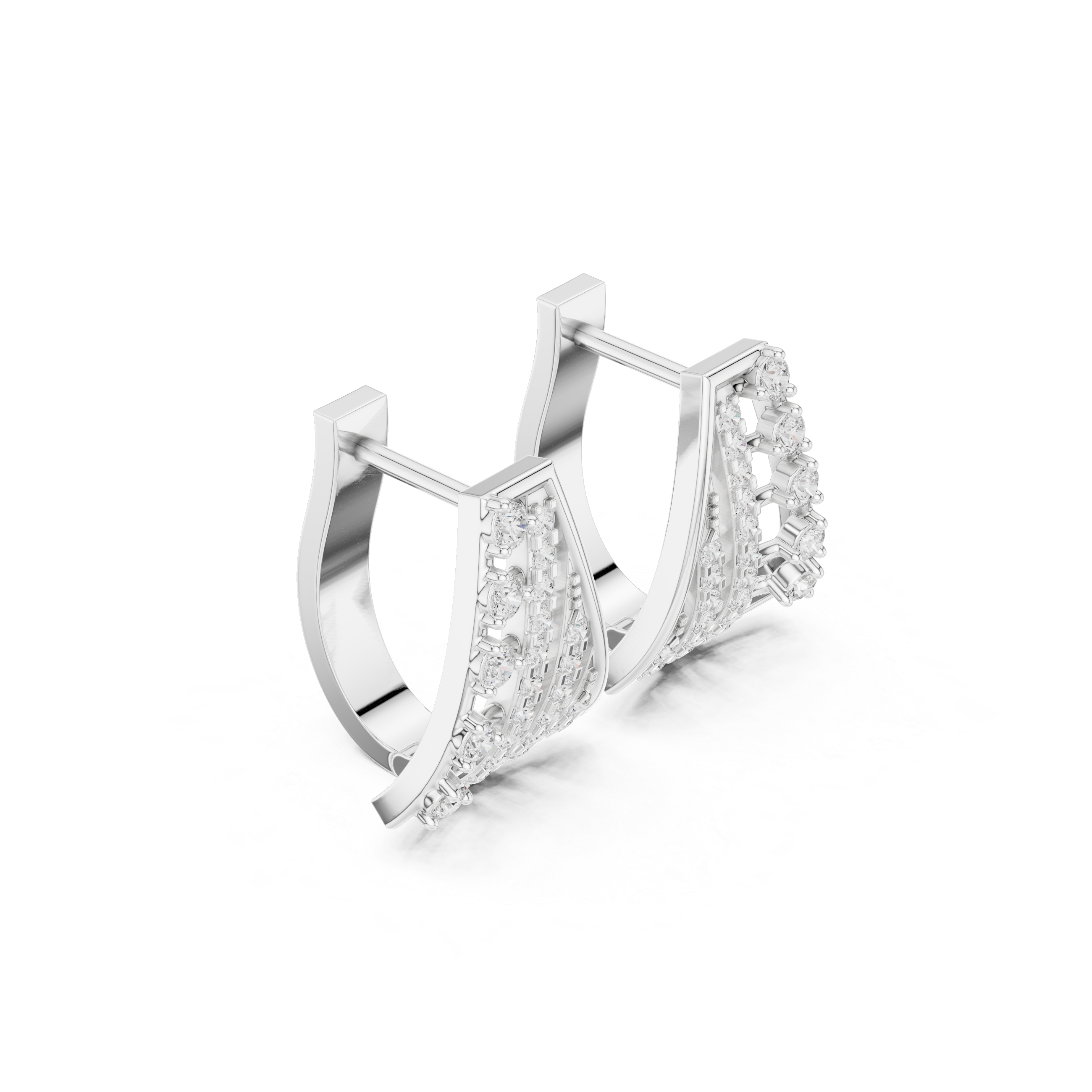 Diamond geometric statement earrings in gold by Signora Jewels