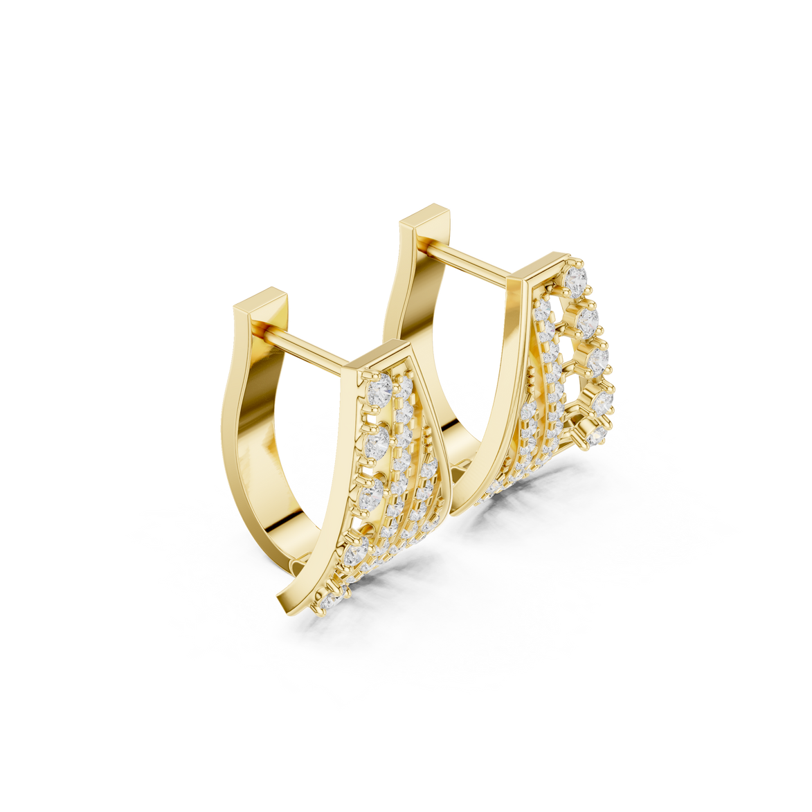 Diamond geometric statement earrings in gold by Signora Jewels