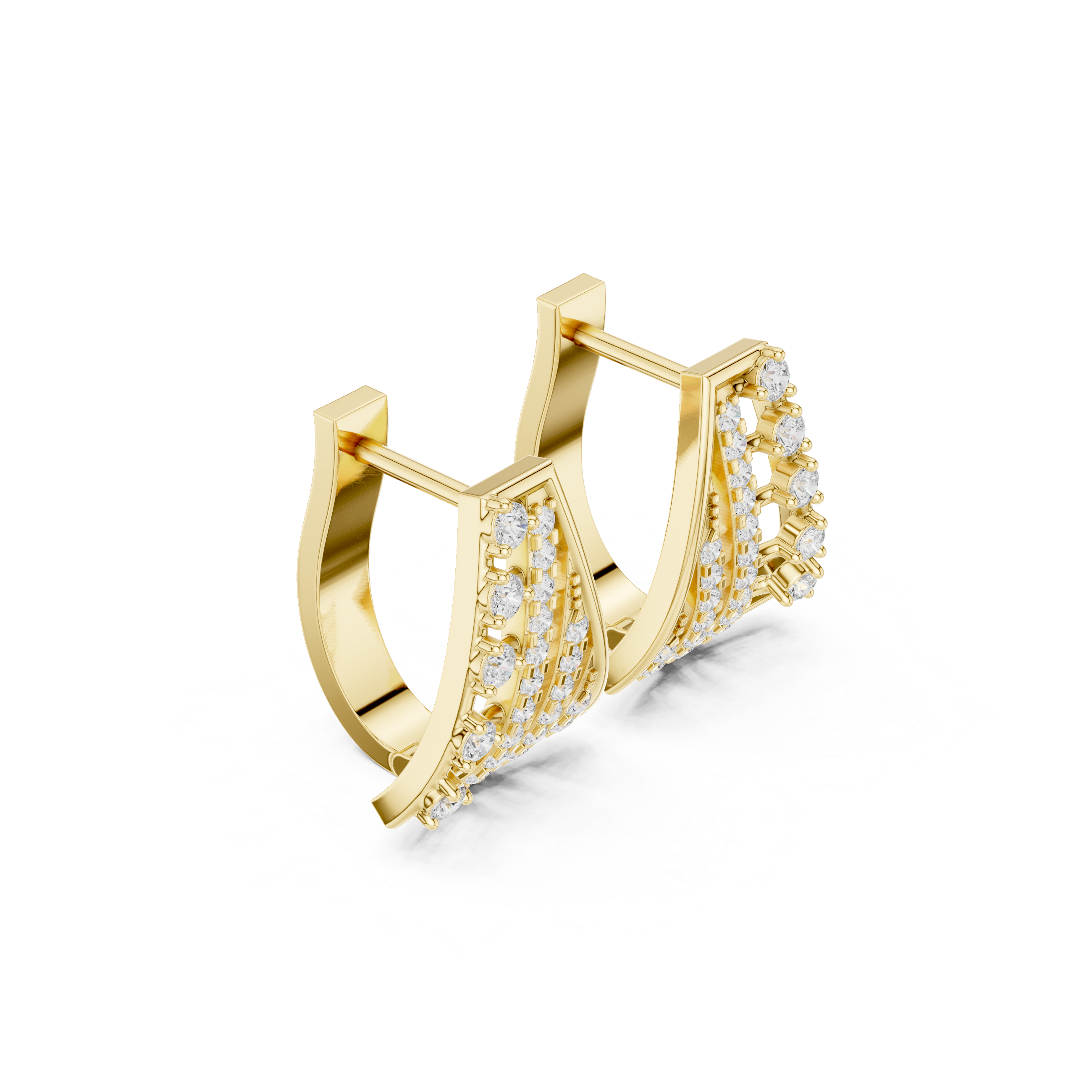 Diamond geometric statement earrings in gold by Signora Jewels
