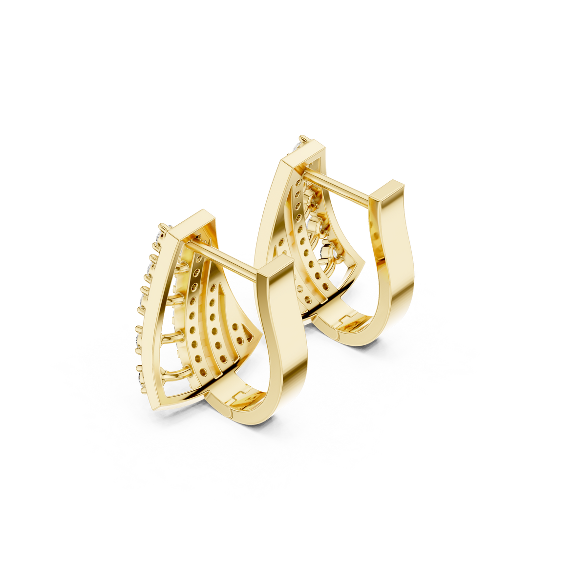 Diamond geometric statement earrings in gold by Signora Jewels