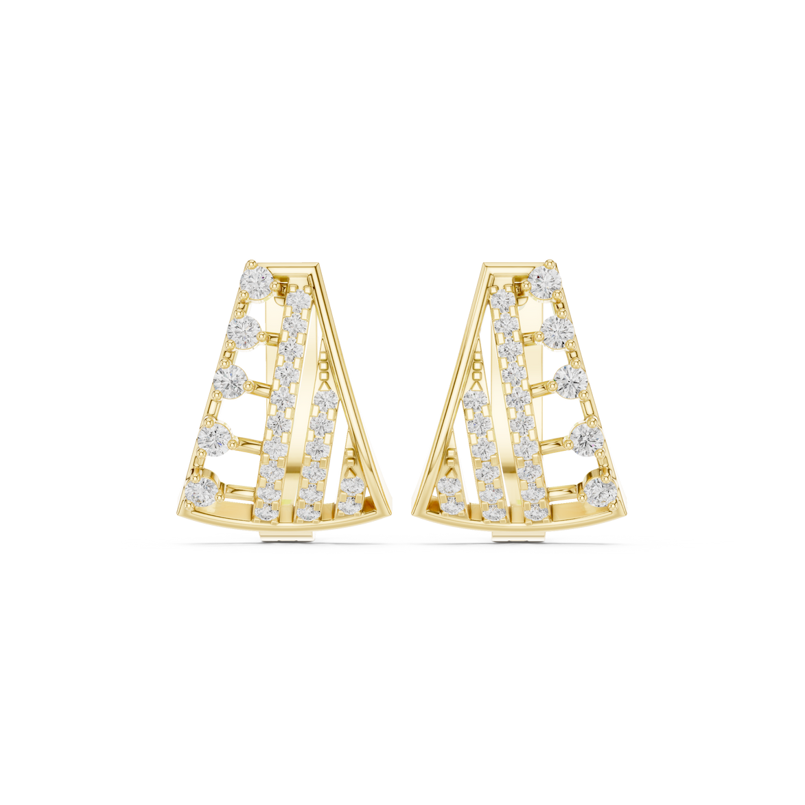 Diamond geometric statement earrings in gold by Signora Jewels
