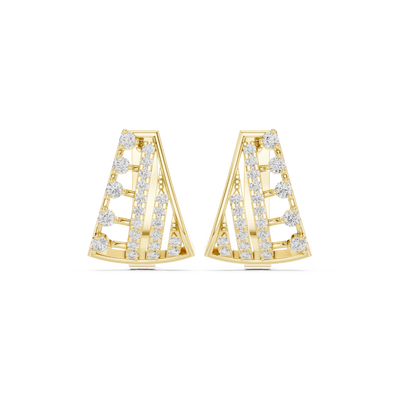 Front face of the yellow gold Nova Cascade hoop earrings