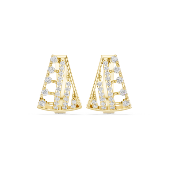 Front face of the yellow gold Nova Cascade hoop earrings