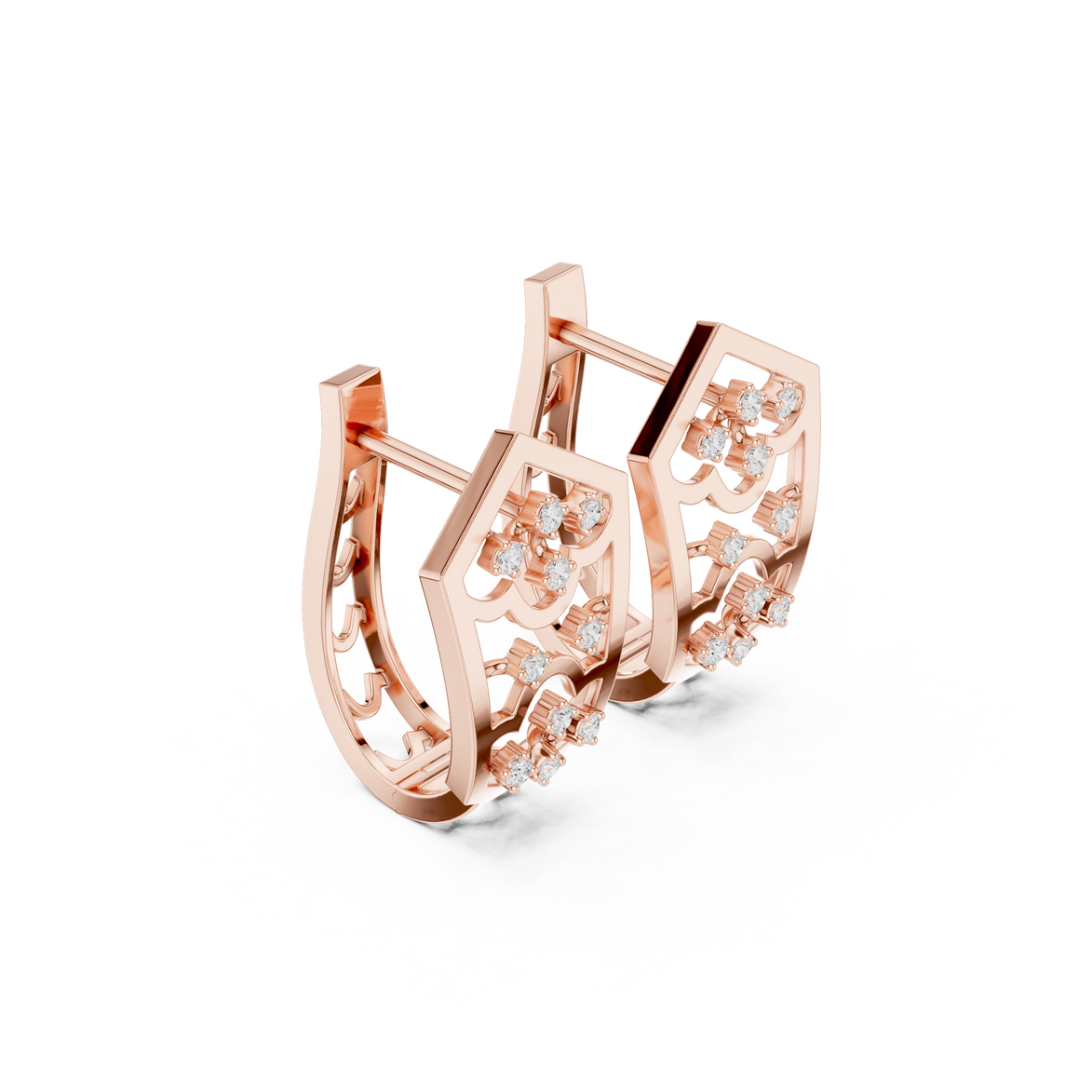 Diamond geometric floral openwork earrings in gold by Signora Jewels