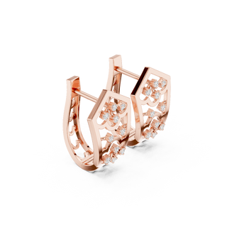 Side profile of the rose gold Heirloom Lace hoop earrings
