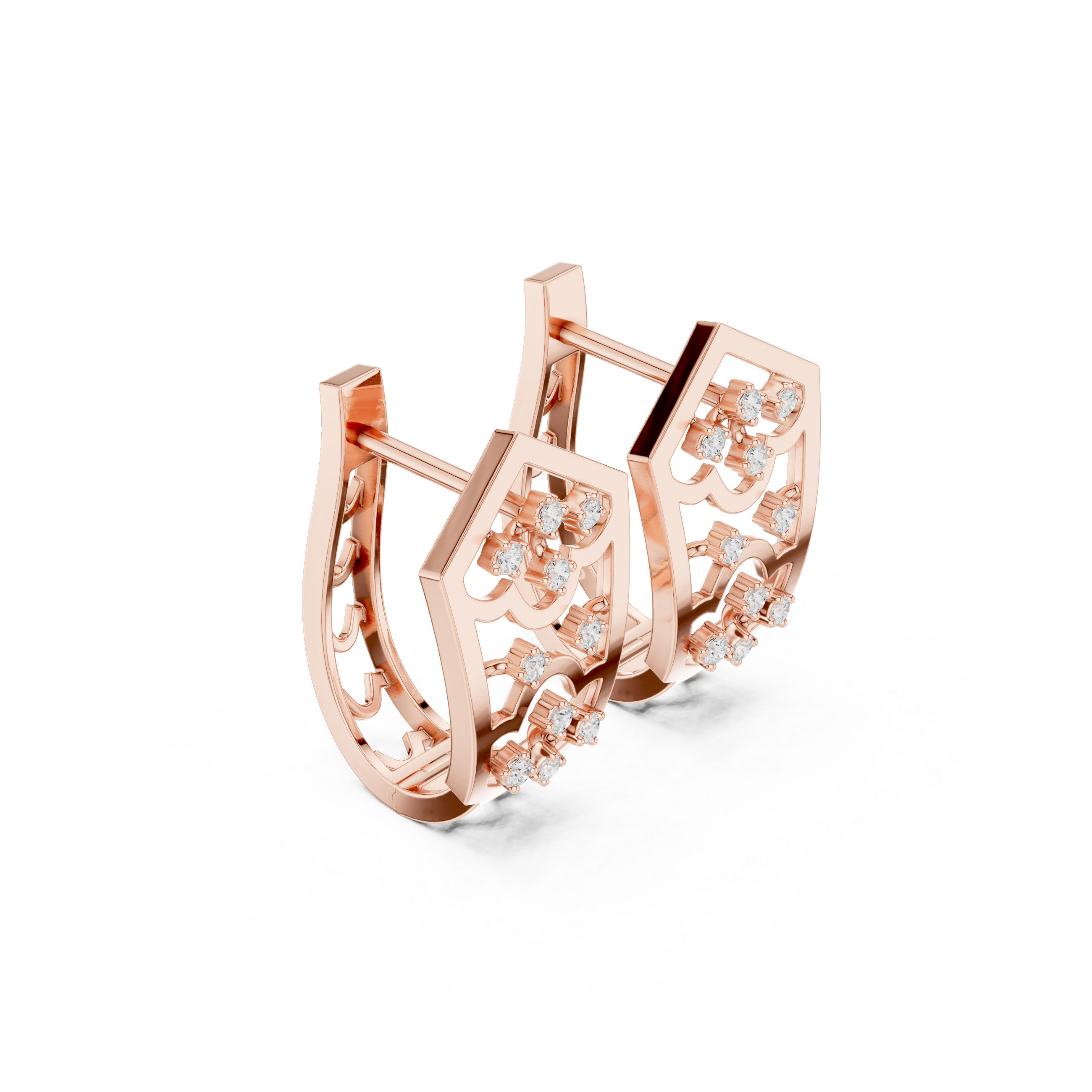 Diamond geometric floral openwork earrings in gold by Signora Jewels