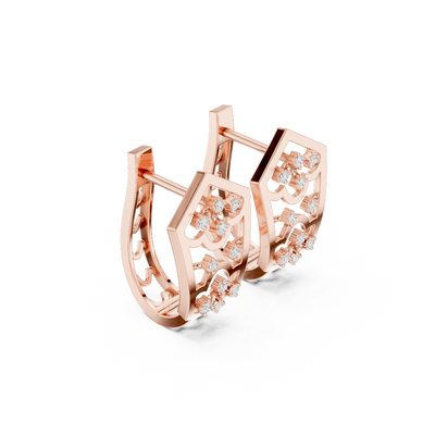 Side profile of the rose gold Heirloom Lace hoop earrings