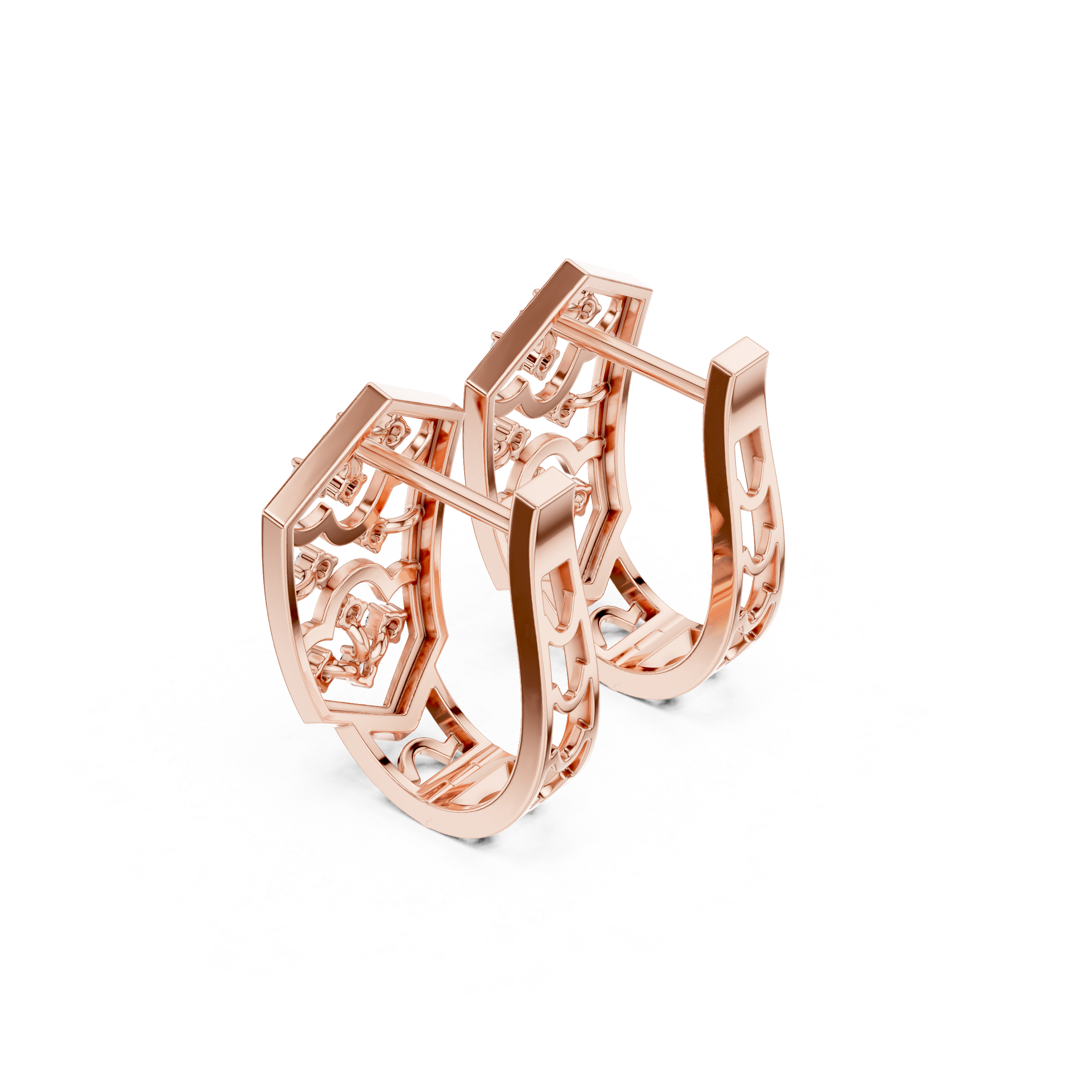 Diamond geometric floral openwork earrings in gold by Signora Jewels
