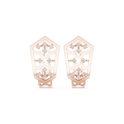 Diamond geometric floral openwork earrings in gold by Signora Jewels