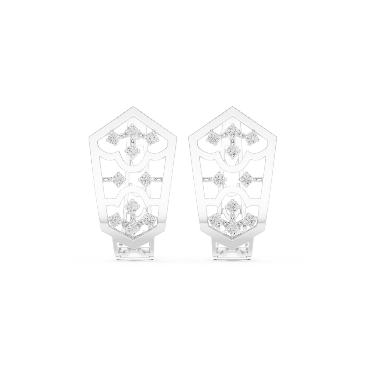 Diamond geometric floral openwork earrings in gold by Signora Jewels