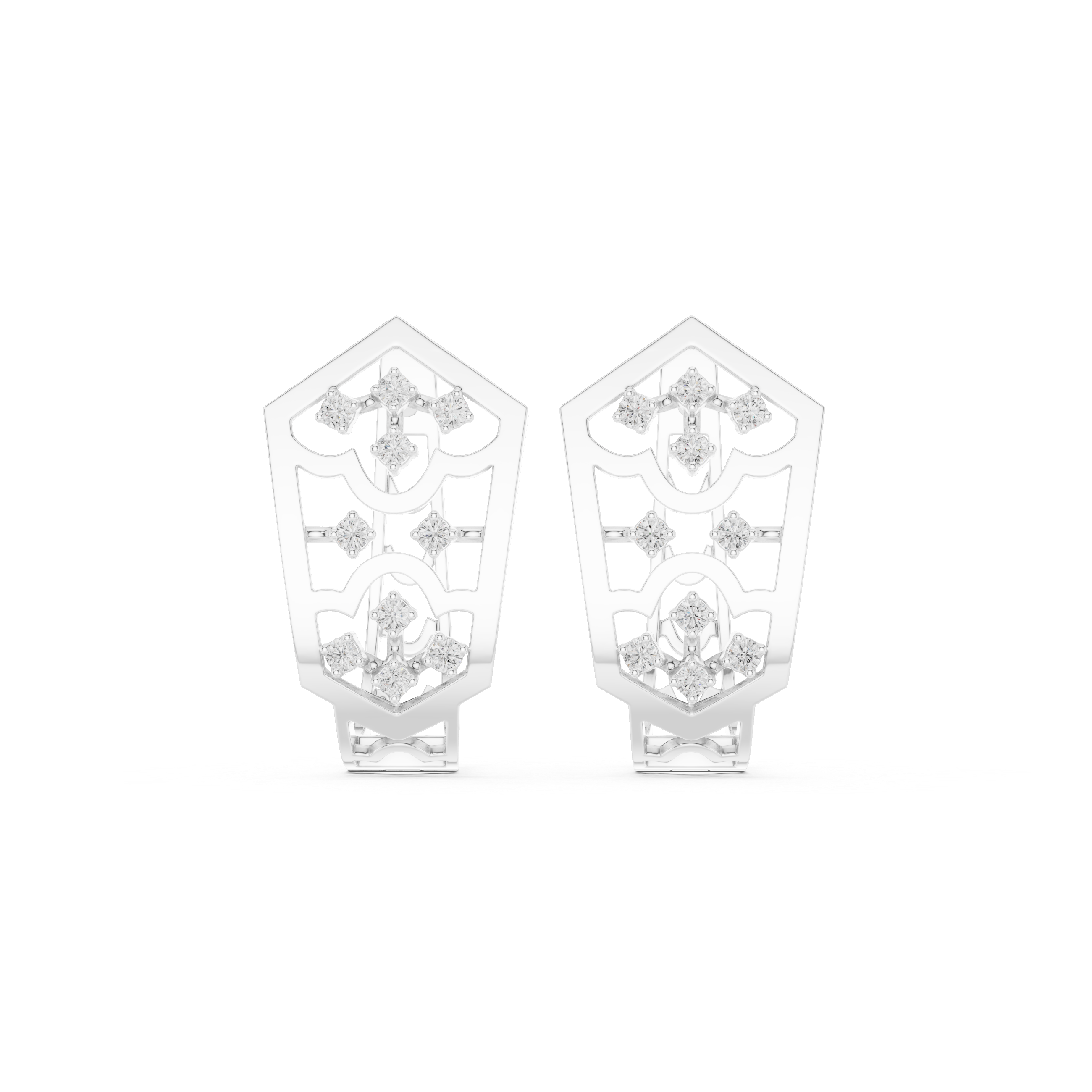 Diamond geometric floral openwork earrings in gold by Signora Jewels