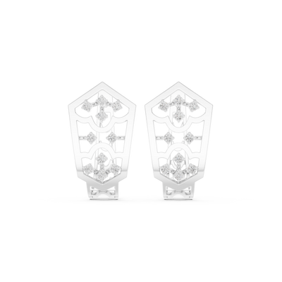 Diamond geometric floral openwork earrings in gold by Signora Jewels