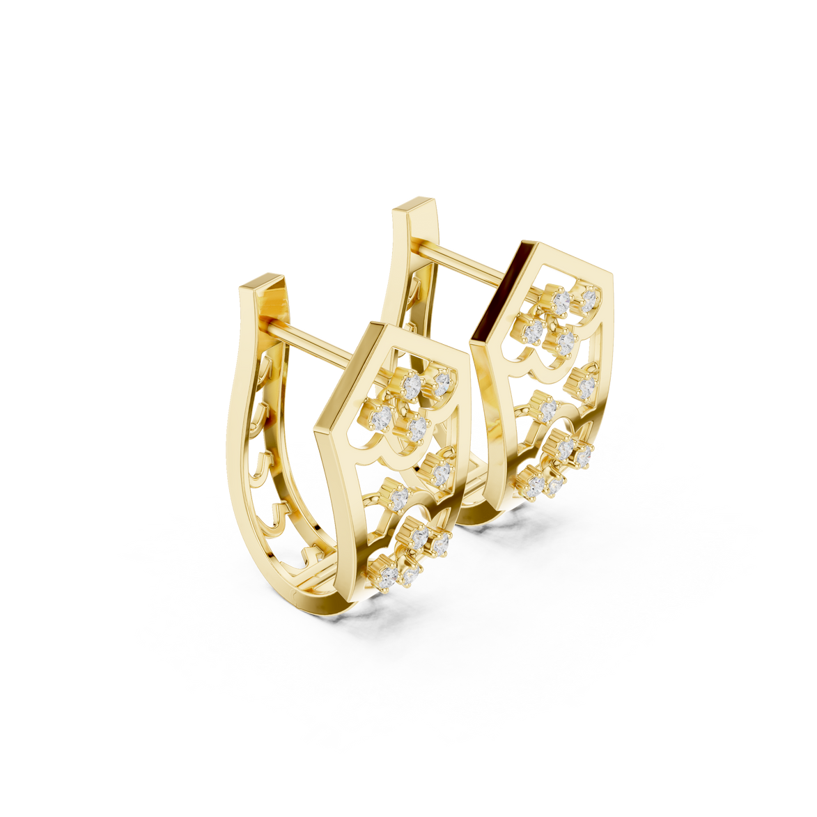 Diamond geometric floral openwork earrings in gold by Signora Jewels