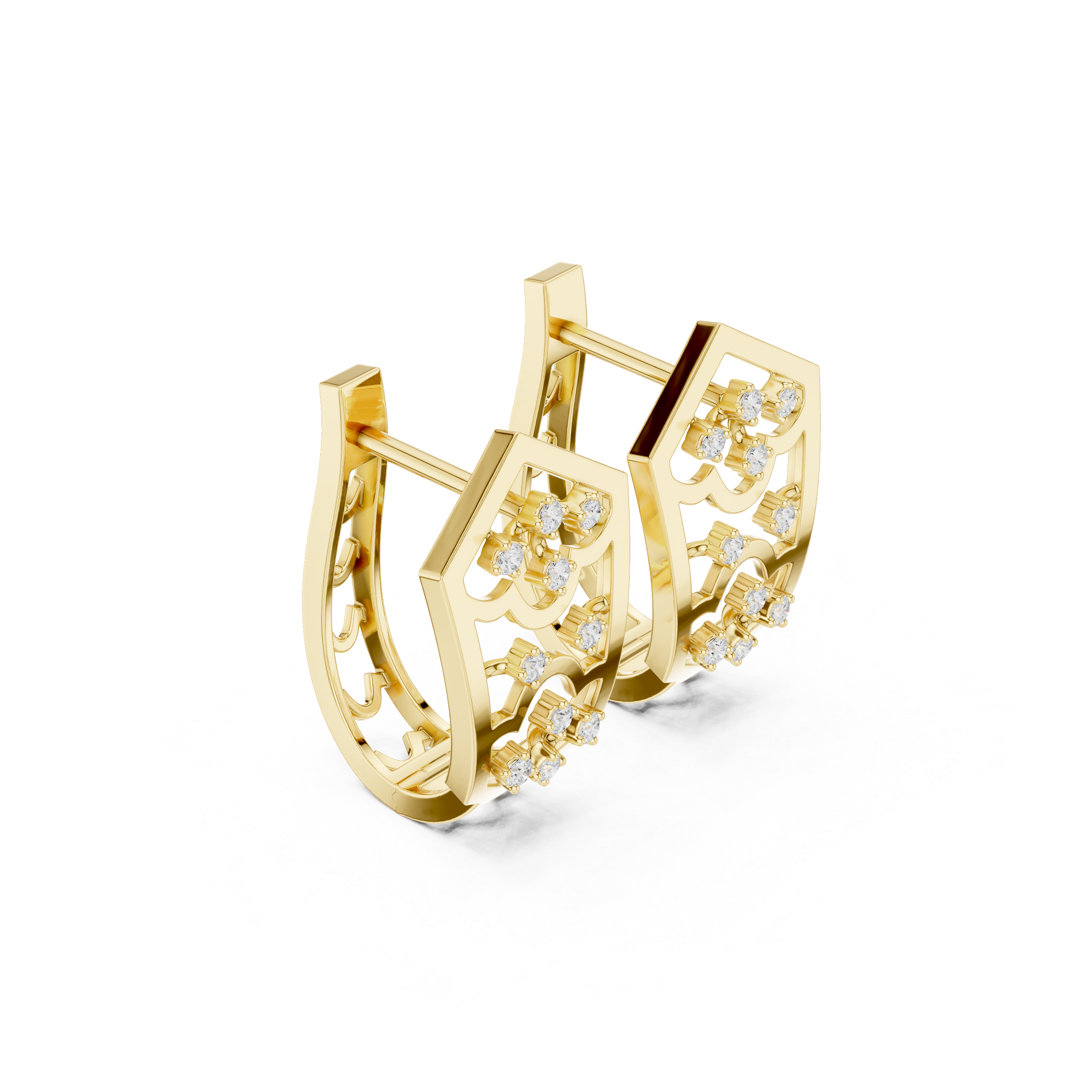 Diamond geometric floral openwork earrings in gold by Signora Jewels