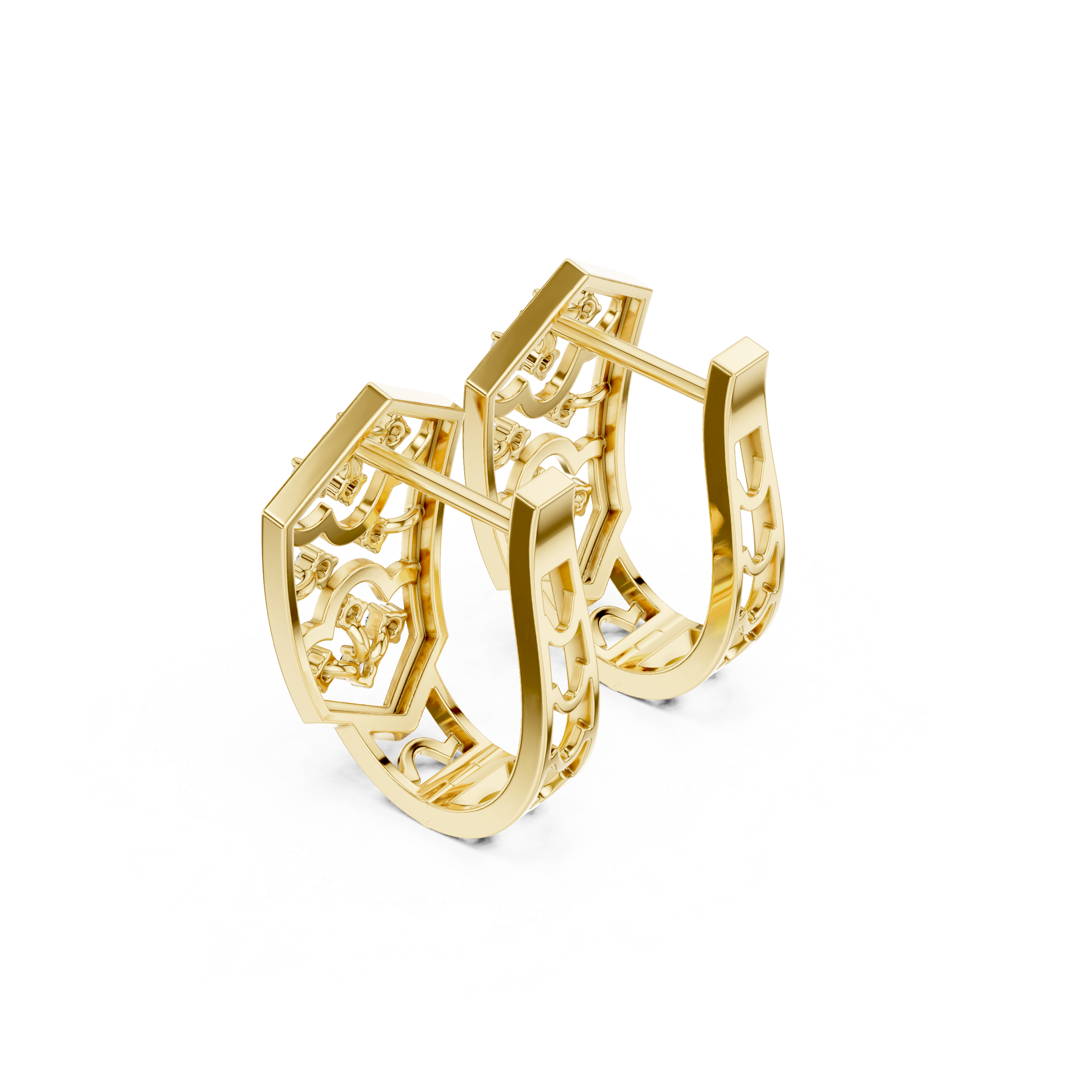 Diamond geometric floral openwork earrings in gold by Signora Jewels