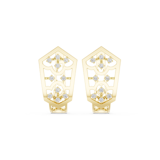 Front face of the yellow gold Heirloom Lace hoop earrings