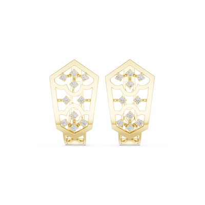 Front face of the yellow gold Heirloom Lace hoop earrings