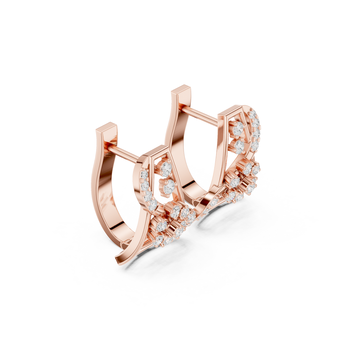 Diamond geometric floral earrings in gold by Signora Jewels