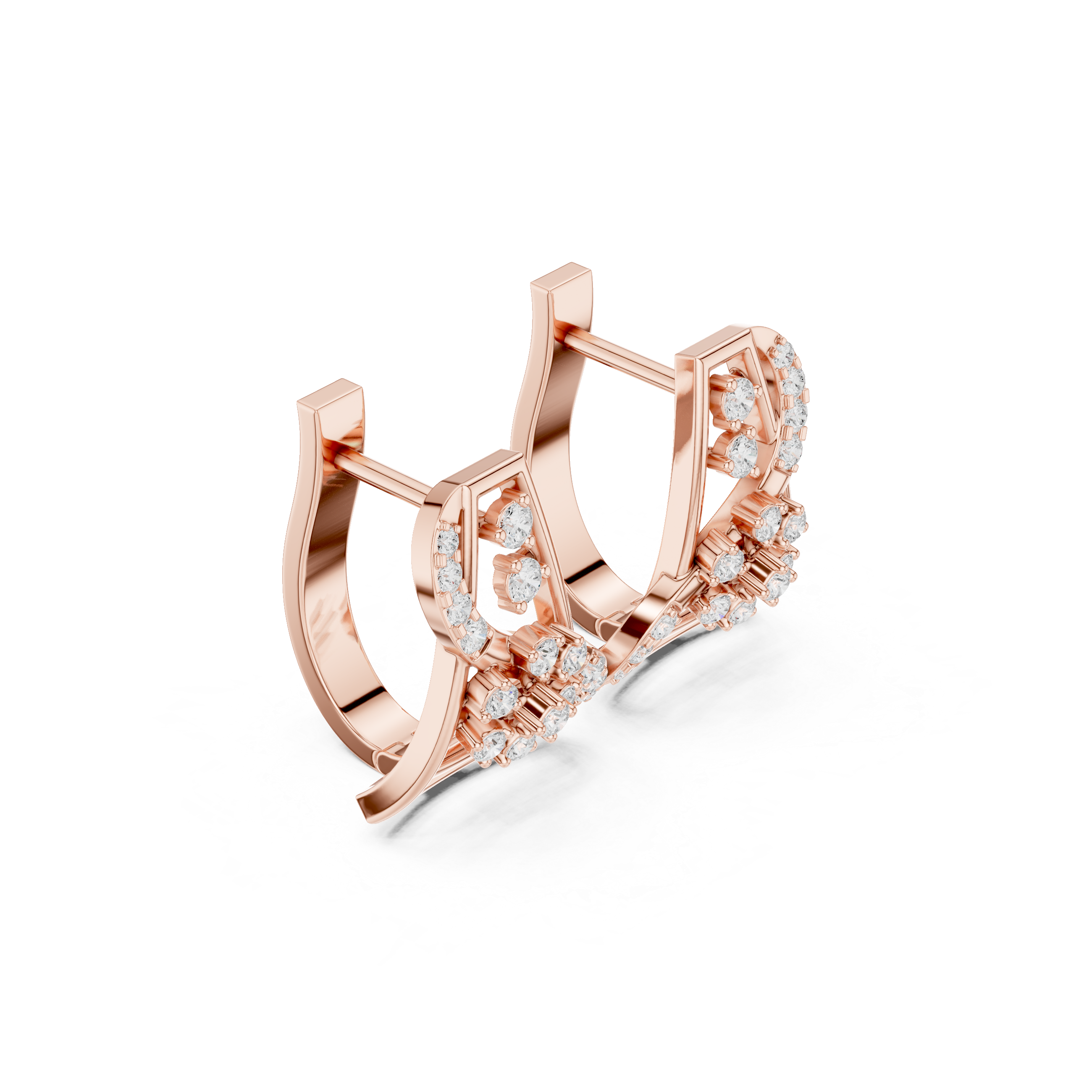 Diamond geometric floral earrings in gold by Signora Jewels