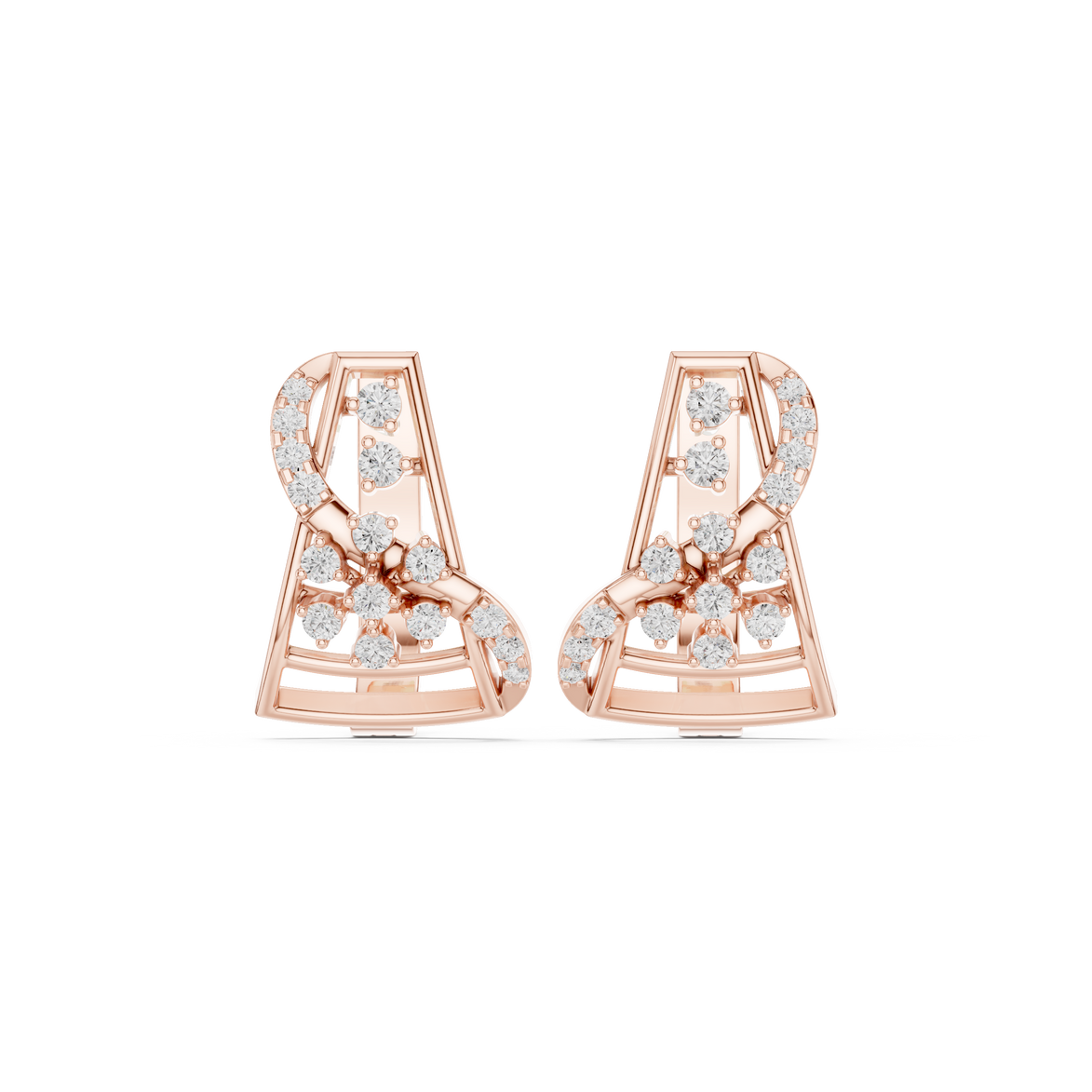 Diamond geometric floral earrings in gold by Signora Jewels