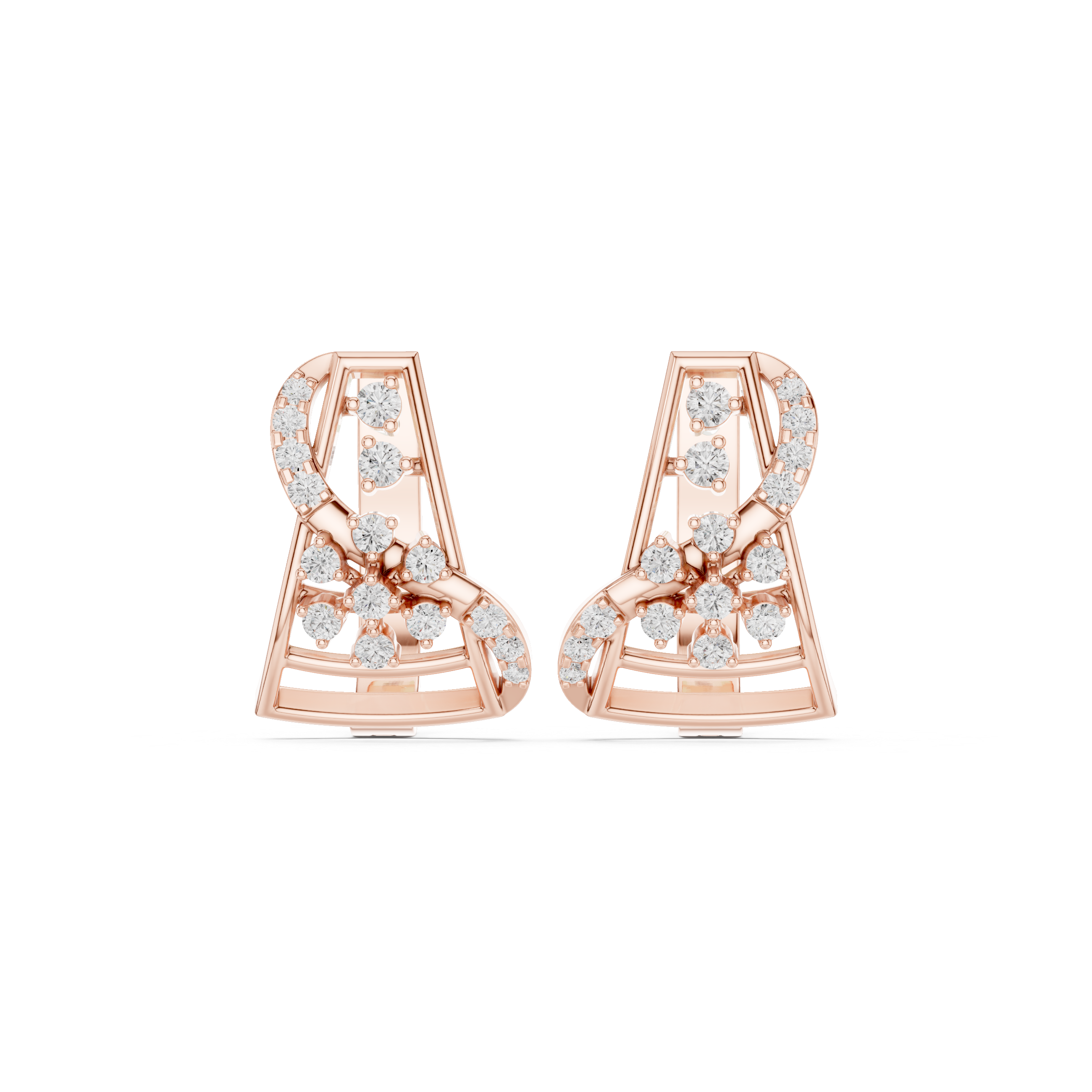 Diamond geometric floral earrings in gold by Signora Jewels