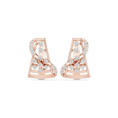 Diamond geometric floral earrings in gold by Signora Jewels