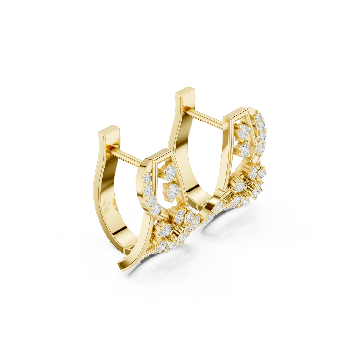 Diamond geometric floral earrings in gold by Signora Jewels