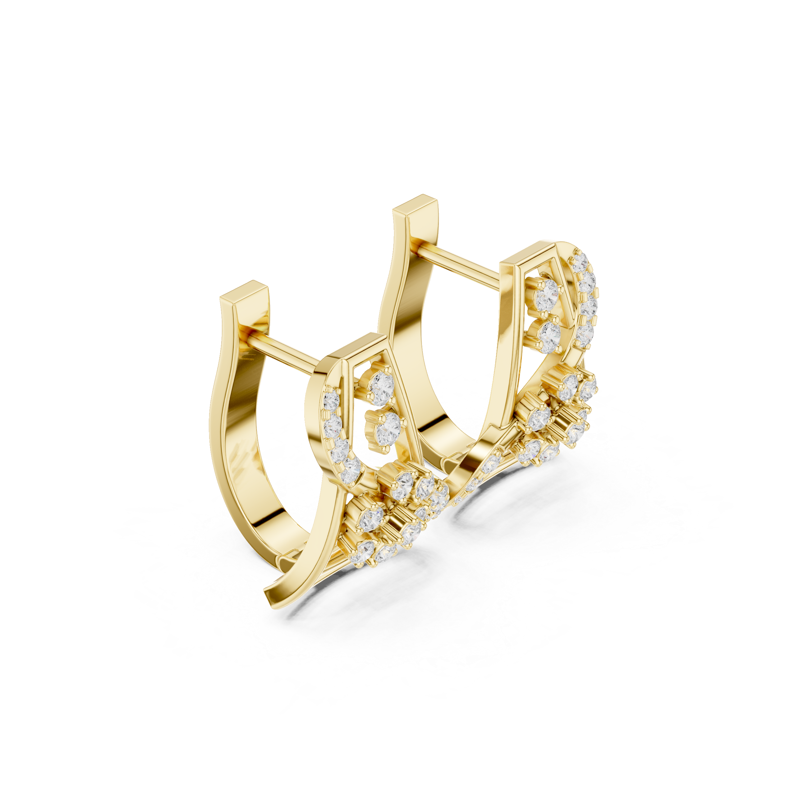Diamond geometric floral earrings in gold by Signora Jewels