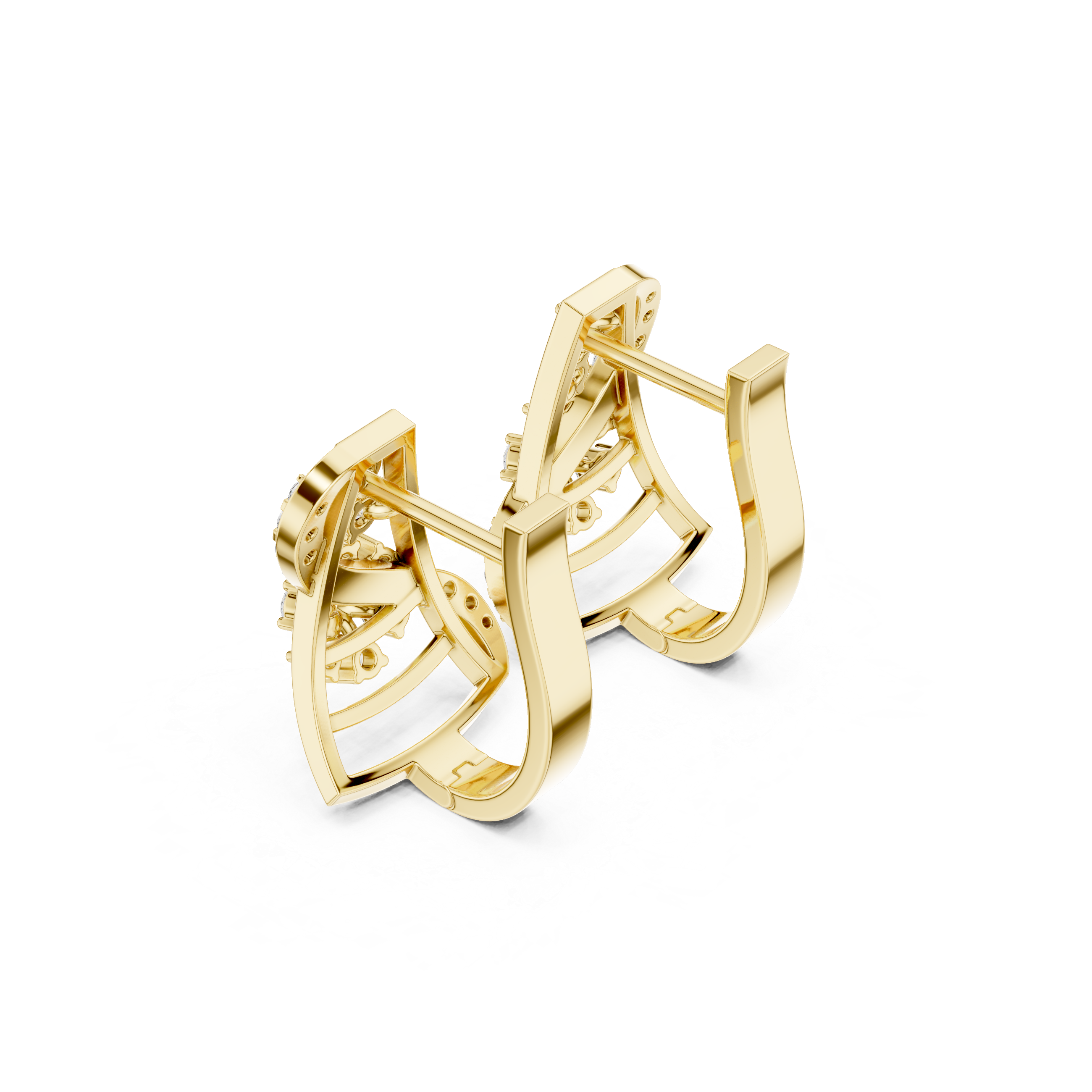 Diamond geometric floral earrings in gold by Signora Jewels