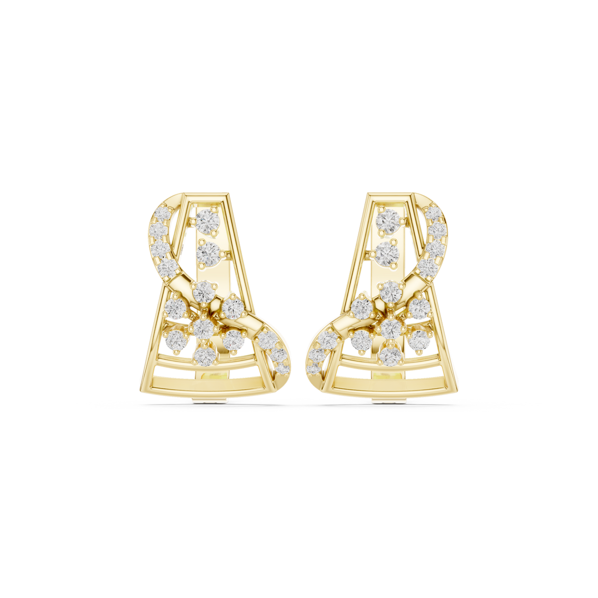 Diamond geometric floral earrings in gold by Signora Jewels