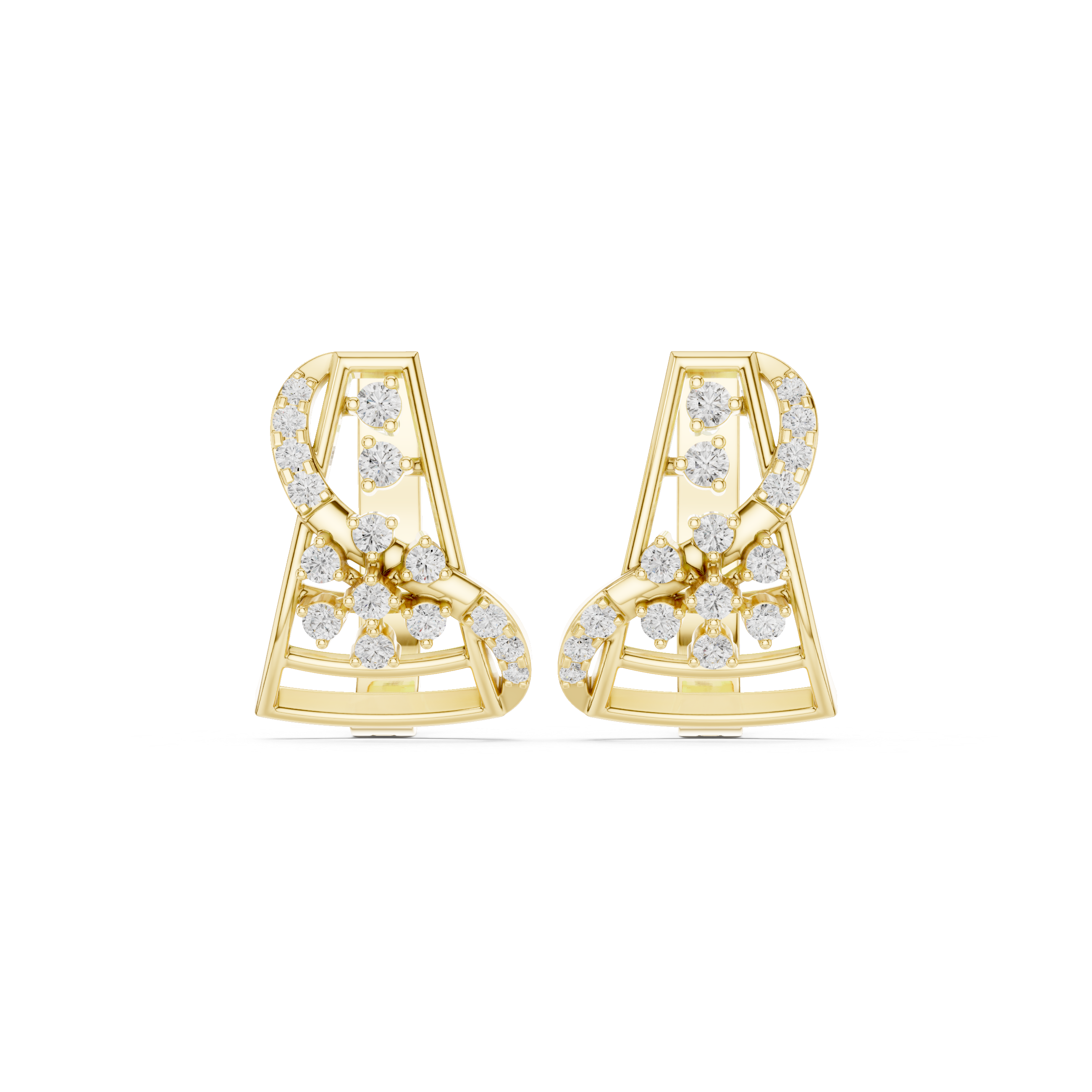 Diamond geometric floral earrings in gold by Signora Jewels