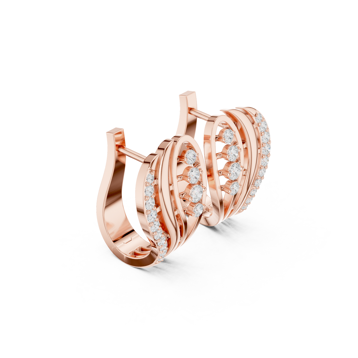 Diamond wave hoop earrings in gold by Signora Jewels