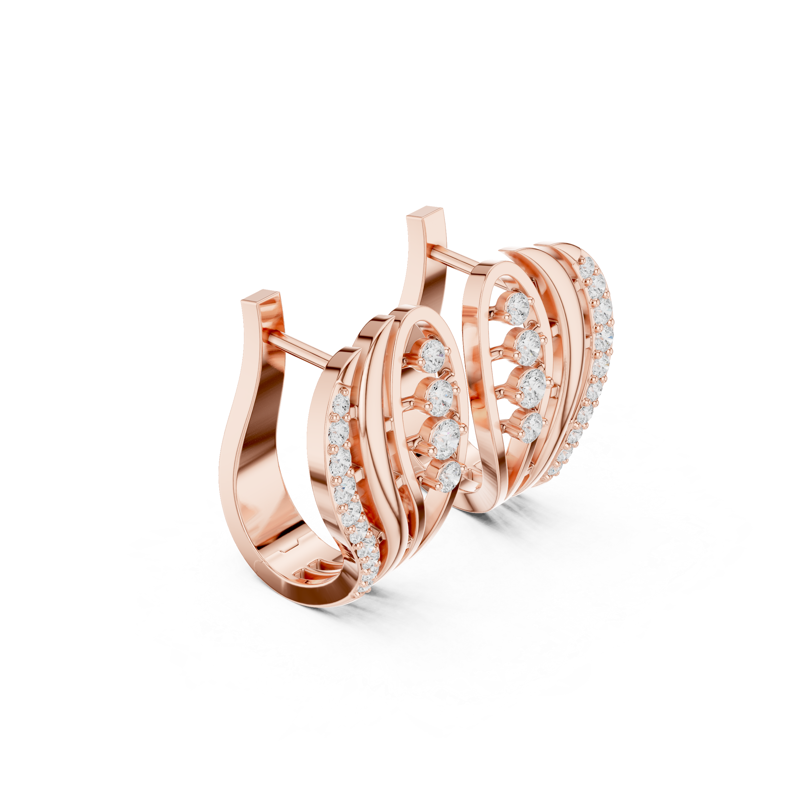 Diamond wave hoop earrings in gold by Signora Jewels